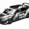 Honda Civic Type R (FL5) RHD (Right Hand Drive) "HKS" Matt Black with Graphics 1/64 Diecast Model Car by MotorHelix