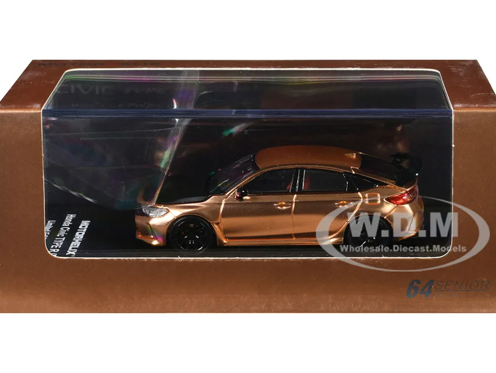 Honda Civic Type R (FL5) RHD (Right Hand Drive) Electroplating Copper Metallic with Carbon Hood "Hong Kong Toycar Salon 2025" "Senior 64" Series Limited Edition to 599 pieces Worldwide 1/64 Diecast Model Car by MotorHelix