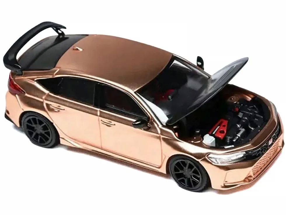 Honda Civic Type R (FL5) RHD (Right Hand Drive) Electroplating Copper Metallic with Carbon Hood "Hong Kong Toycar Salon 2025" "Senior 64" Series Limited Edition to 599 pieces Worldwide 1/64 Diecast Model Car by MotorHelix