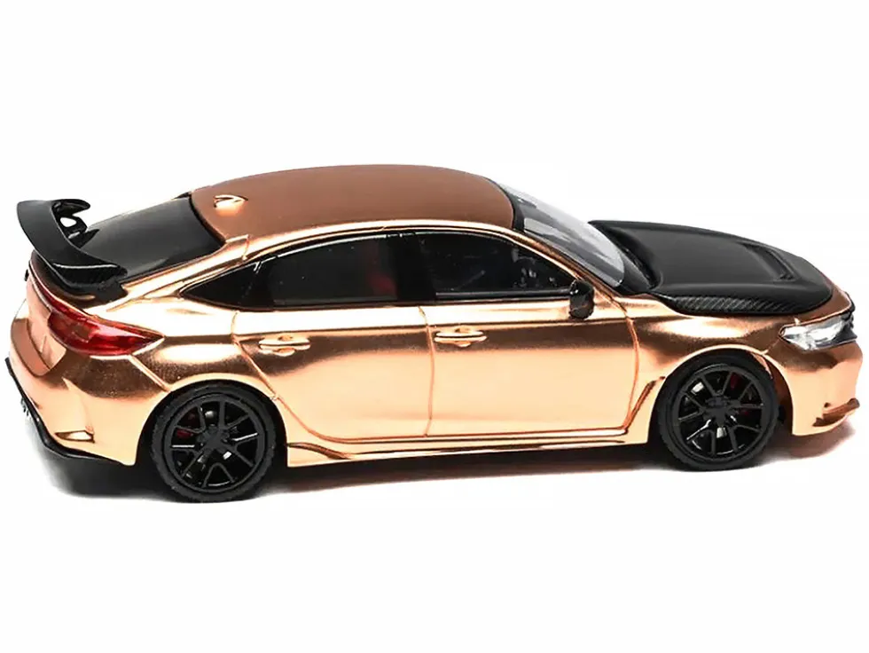 Honda Civic Type R (FL5) RHD (Right Hand Drive) Electroplating Copper Metallic with Carbon Hood "Hong Kong Toycar Salon 2025" "Senior 64" Series Limited Edition to 599 pieces Worldwide 1/64 Diecast Model Car by MotorHelix