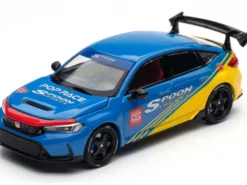 Honda Civic Type R FL5 "Spoon Sports" Blue and Yellow "Tokyo Auto Salon - Hong Kong 2025" 1/64 Diecast Model Car by Pop Race