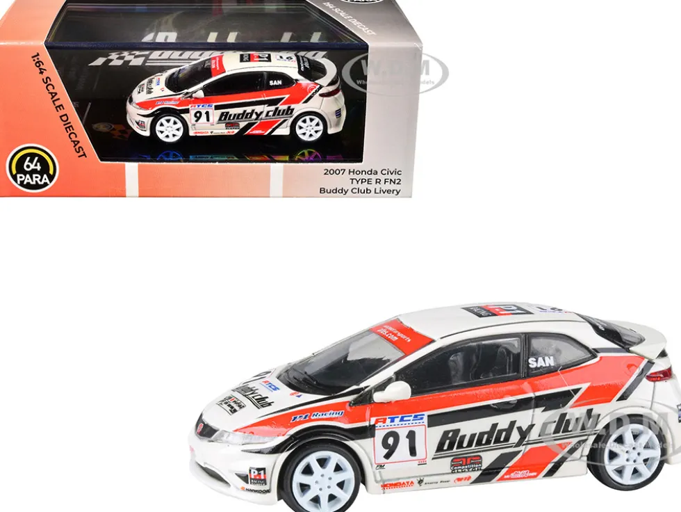 2007 Honda Civic Type R FN2 RHD (Right Hand Drive) #91 "Buddy Club - Asian Touring Car Series" (2012) 1/64 Diecast Model Car by Paragon Models