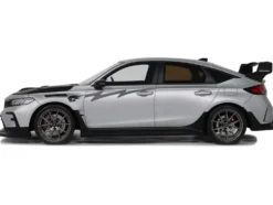 2024 Honda Civic Type R Mugen Group B RHD (Right Hand Drive) Matt Silver Metallic with Black Hood Limited Edition to 999 pieces Worldwide 1/18 Model Car by Otto Mobile
