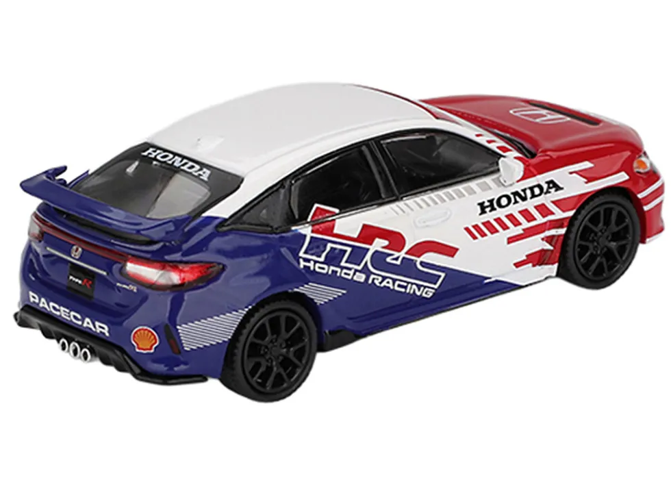 Honda Civic TYPE R "2024 Pace Car HRC" White with Red and Blue Graphics Limited Edition 1/64 Diecast Model Car by Mini GT