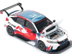 Honda Civic Type R TCR "Presentation" White with Graphics 1/64 Diecast Model Car by Pop Race