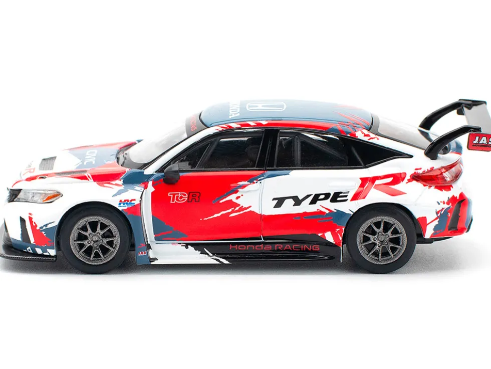 Honda Civic Type R TCR "Presentation" White with Graphics 1/64 Diecast Model Car by Pop Race