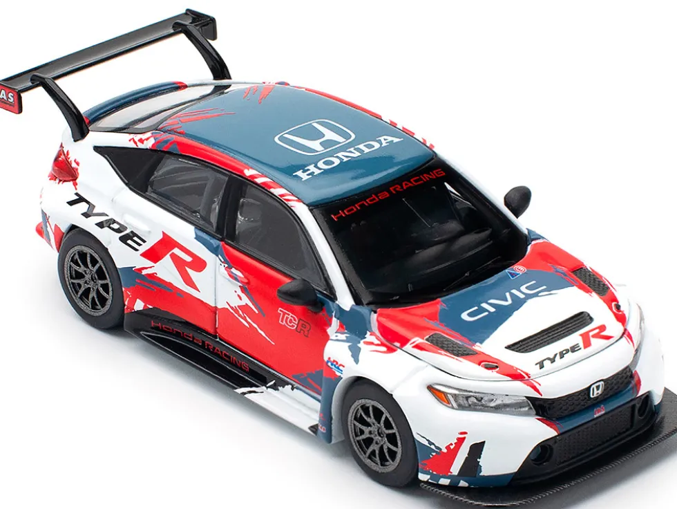 Honda Civic Type R TCR "Presentation" White with Graphics 1/64 Diecast Model Car by Pop Race