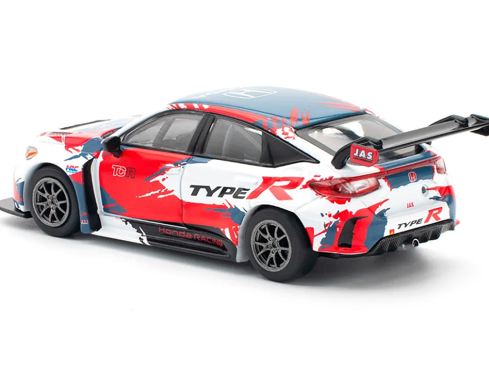 Honda Civic Type R TCR "Presentation" White with Graphics 1/64 Diecast Model Car by Pop Race