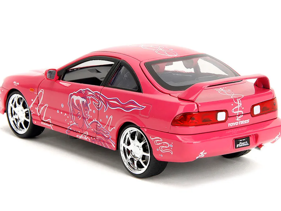 1995 Honda Integra Type R Pink with Graphics "Fast & Furious Remix" Series 1/24 Diecast Model Car by Jada