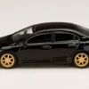 Honda Mugen Civic Type R (FD2) RHD (Right Hand Drive) Crystal Black Pearl with Gold Wheels "JDM64" Series 1/64 Diecast Model Car by Hobby Japan
