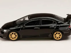 Honda Mugen Civic Type R (FD2) RHD (Right Hand Drive) Crystal Black Pearl with Gold Wheels "JDM64" Series 1/64 Diecast Model Car by Hobby Japan