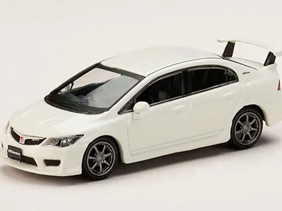 Honda Mugen Civic Type R (FD2) RHD (Right Hand Drive) Championship White "JDM64" Series 1/64 Diecast Model Car by Hobby Japan