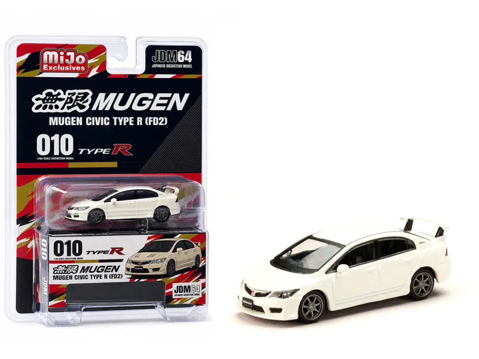 Honda Mugen Civic Type R (FD2) RHD (Right Hand Drive) Championship White "JDM64" Series 1/64 Diecast Model Car by Hobby Japan