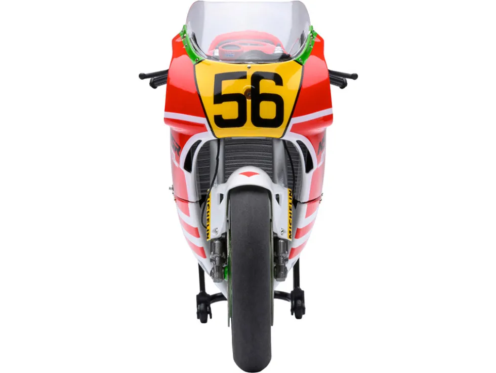 Honda NSR500 WGP500 Motorcycle #56 Red and White with Helmet "Baribari Legend" (1986) OVA 1/12 Model by Autoart