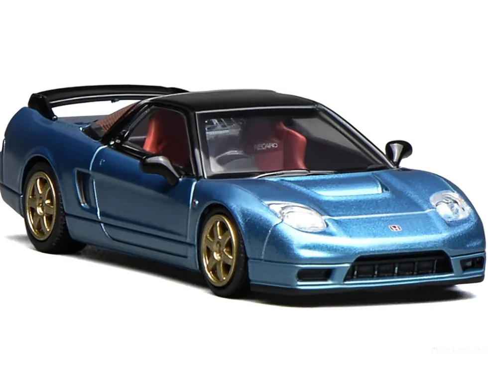 Honda NSX-R (NA2) RHD (Right Hand Drive) Ice Blue Metallic with Black Top and Red Interior "Intern 64" Series 1/64 Diecast Model Car by MotorHelix
