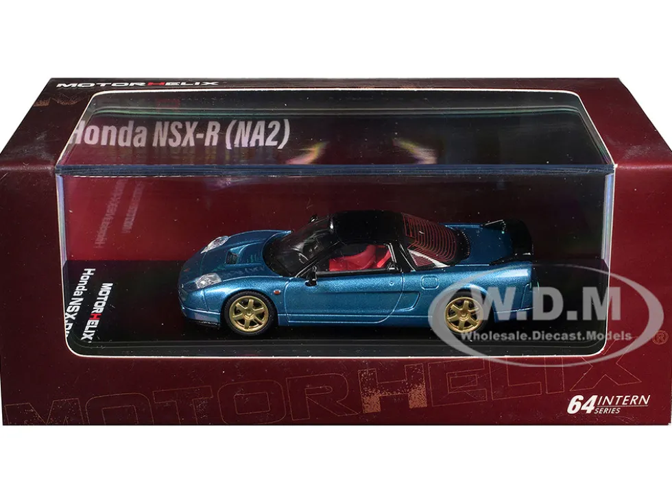 Honda NSX-R (NA2) RHD (Right Hand Drive) Ice Blue Metallic with Black Top and Red Interior "Intern 64" Series 1/64 Diecast Model Car by MotorHelix