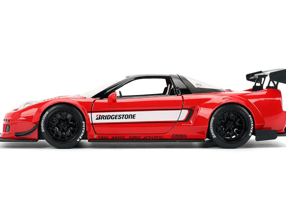 2002 Honda NSX-R RHD (Right Hand Drive) "Bridgestone" Red with Black Top and White Stripes "JDM Tuners" Series 1/24 Diecast Model Car by Jada