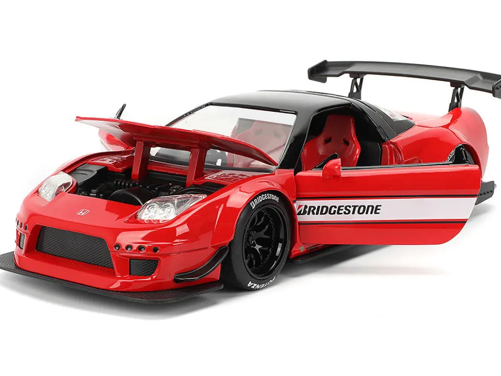 2002 Honda NSX-R RHD (Right Hand Drive) "Bridgestone" Red with Black Top and White Stripes "JDM Tuners" Series 1/24 Diecast Model Car by Jada
