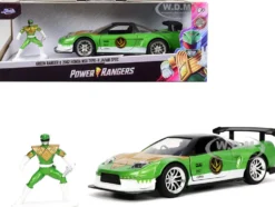 2002 Honda NSX Type-R Japan Spec RHD Right Hand Drive Green Ranger Diecast Figurine Power Rangers Hollywood Rides Series 1/32 Diecast Model Car Jada 32871