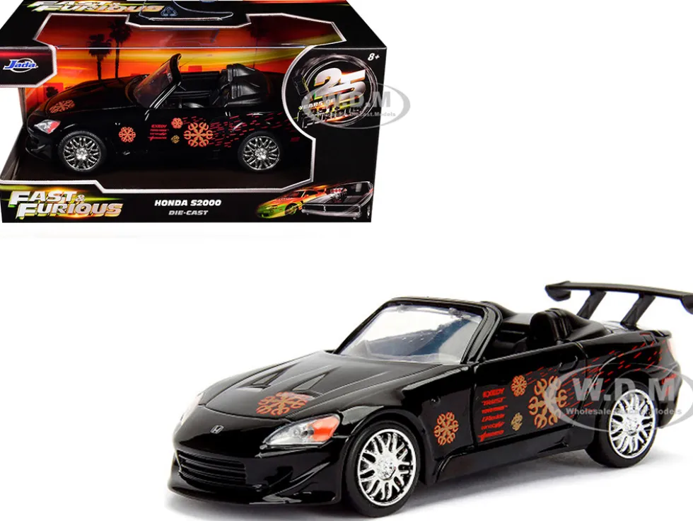 Honda S2000 Convertible Black with Graphics "The Fast and the Furious" (2001) Movie "25 Years of Fast & Furious" Series 1/32 Diecast Model Car by Jada