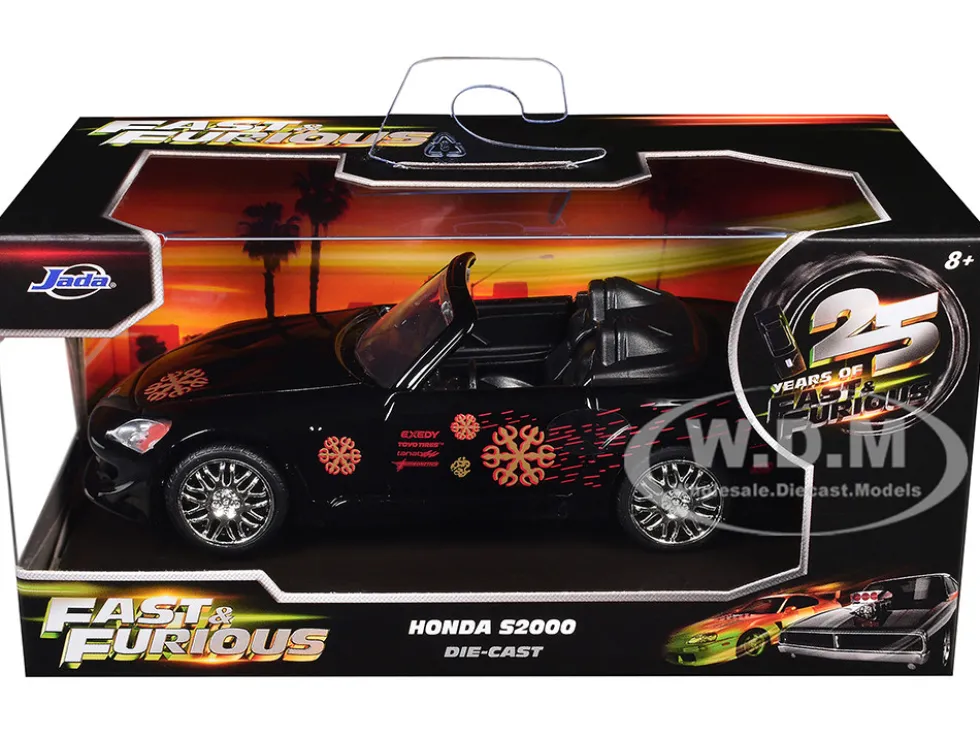 Honda S2000 Convertible Black with Graphics "The Fast and the Furious" (2001) Movie "25 Years of Fast & Furious" Series 1/32 Diecast Model Car by Jada