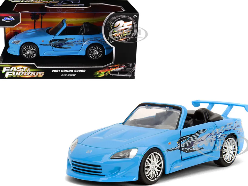 2001 Honda S2000 Convertible Blue with Graphics "Fast & Furious Remix - 25th Anniversary" Series 1/32 Diecast Model Car by Jada