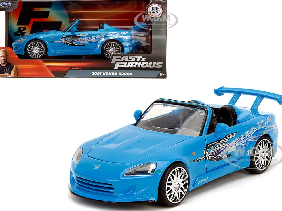 2001 Honda S2000 Convertible Blue with Graphics "Fast & Furious Remix" Series 1/24 Diecast Model Car by Jada