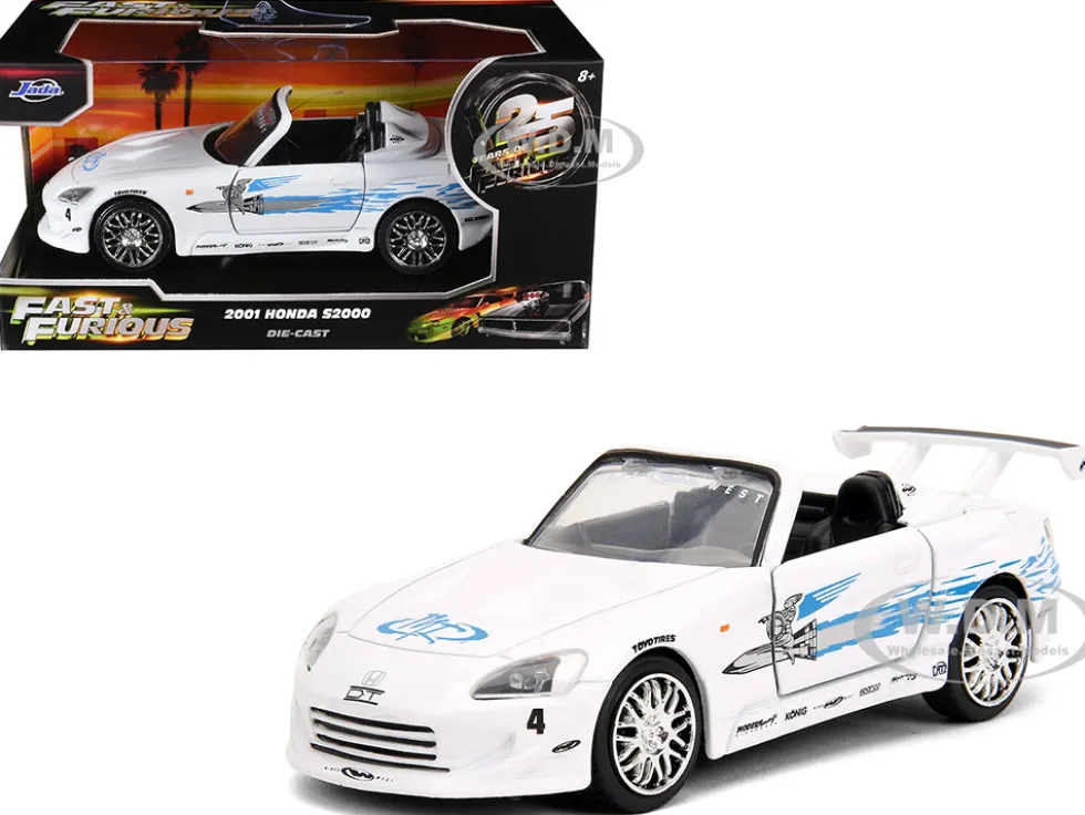2001 Honda S2000 Convertible White with Graphics "Fast & Furious Remix - 25th Anniversary" Series 1/32 Diecast Model Car by Jada