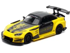 Honda S2000 RHD (Right Hand Drive) "J's Racing" Yellow with Carbon Hood and Top with Graphics "Tokyo Auto Salon Kuala Lumpur 2025 Event Edition" 1/64 Diecast Model Car by Inno Models