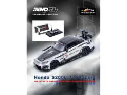Honda S2000 RHD (Right Hand Drive) "J's Racing" Chrome Silver with Carbon Hood and Top with Graphics "Tokyo Auto Salon Hong Kong 2025 Event Edition" 1/64 Diecast Model Car by Inno Models