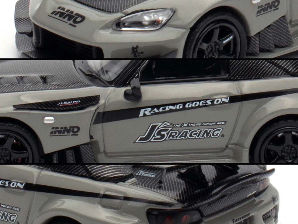 Honda S2000 RHD (Right Hand Drive) "J's Racing" Gray with Carbon Hood and Top "Hong Kong Toycar Salon 2025 Event Edition" 1/64 Diecast Model Car by Inno Models
