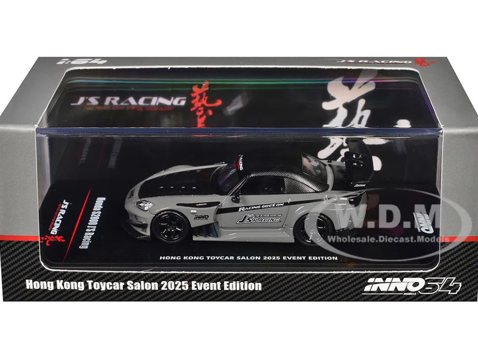 Honda S2000 RHD (Right Hand Drive) "J's Racing" Gray with Carbon Hood and Top "Hong Kong Toycar Salon 2025 Event Edition" 1/64 Diecast Model Car by Inno Models