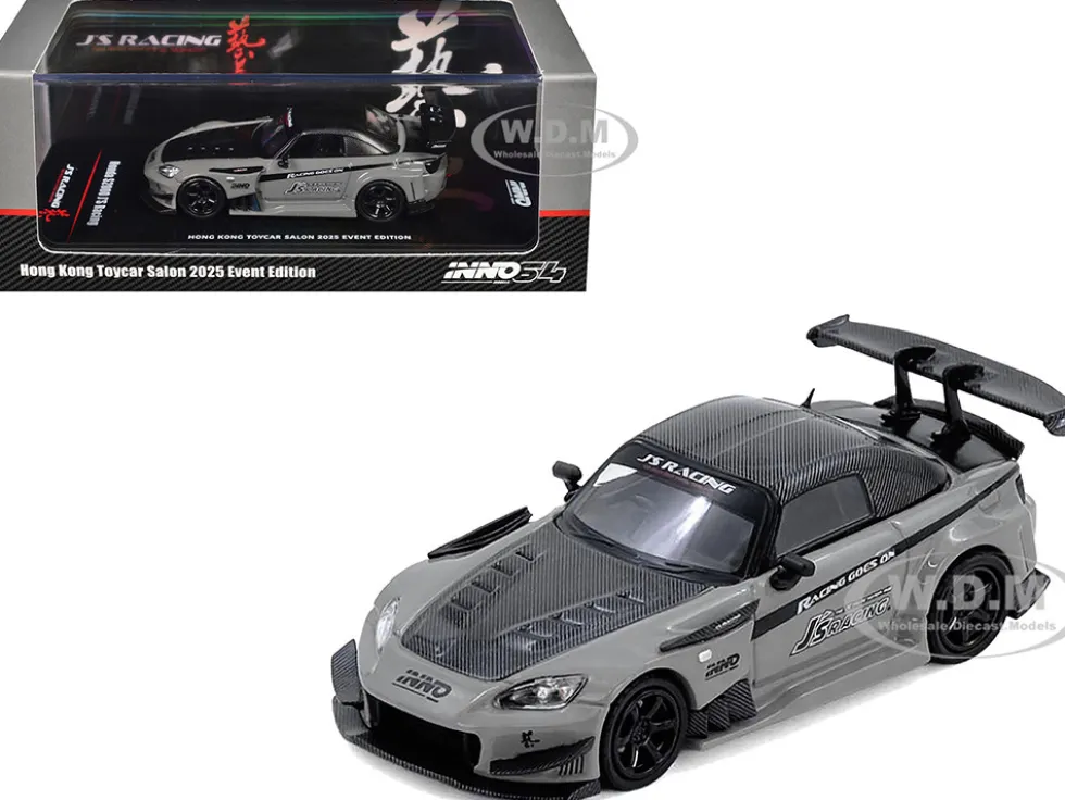 Honda S2000 RHD (Right Hand Drive) "J's Racing" Gray with Carbon Hood and Top "Hong Kong Toycar Salon 2025 Event Edition" 1/64 Diecast Model Car by Inno Models