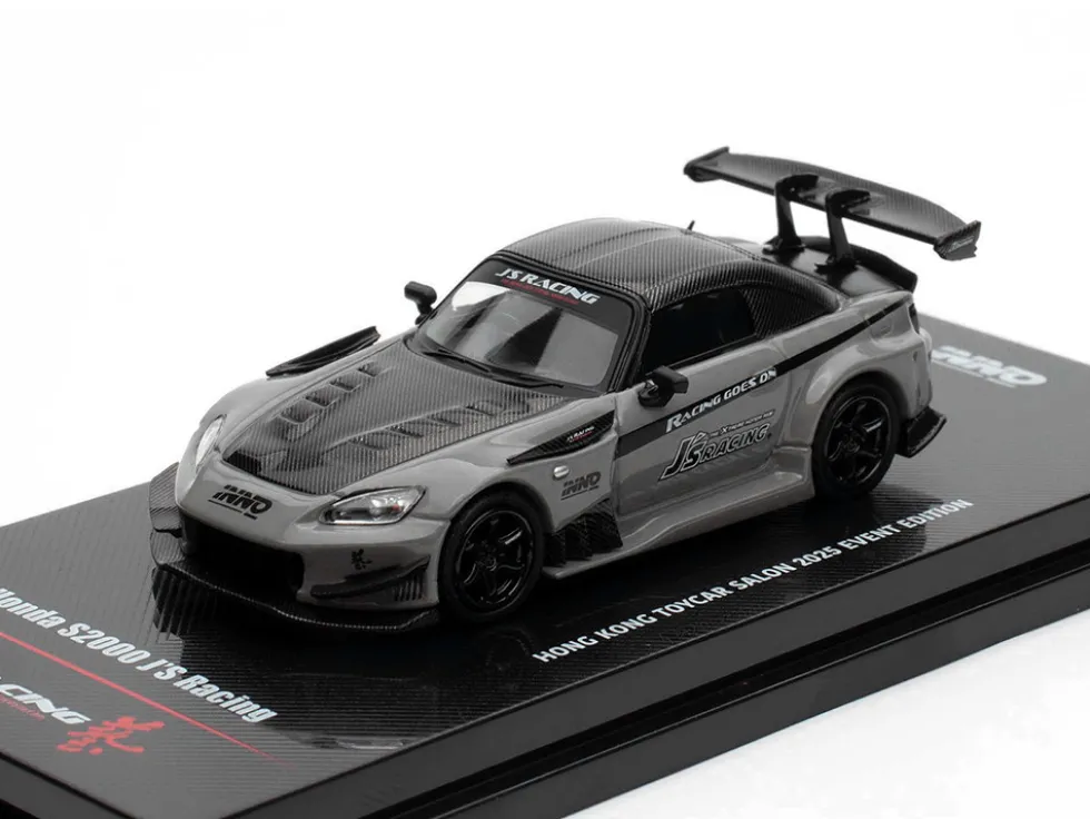 Honda S2000 RHD (Right Hand Drive) "J's Racing" Gray with Carbon Hood and Top "Hong Kong Toycar Salon 2025 Event Edition" 1/64 Diecast Model Car by Inno Models