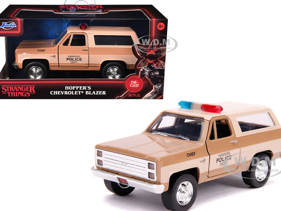 Hopper's Chevrolet Blazer Hawkins Police Dept Stranger Things 2016 TV Series Hollywood Rides 1/32 Diecast Model Car Jada 31114