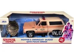 Hopper's Chevrolet Blazer Police Badge Hawkins Police Dept Stranger Things 2016 TV Series 1/24 Diecast Model Car Jada 31111