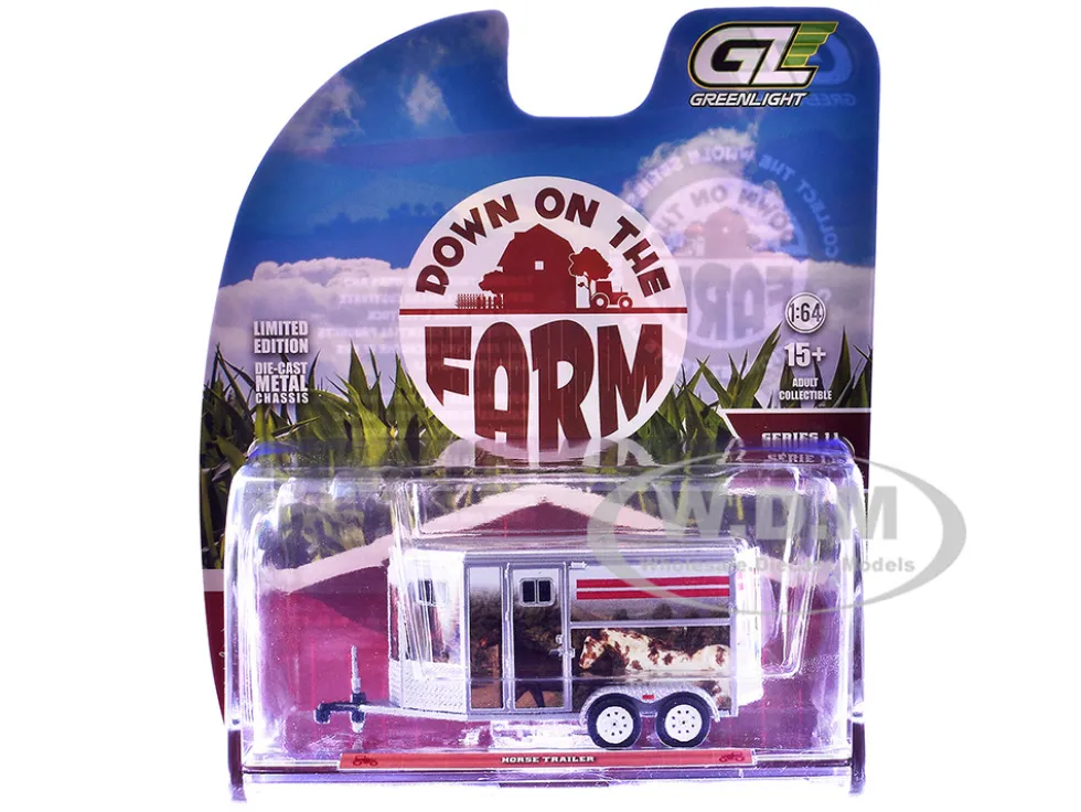 Horse Trailer Silver with Custom Horse Wrap "Down on the Farm" Series 11 1/64 Diecast Model by Greenlight