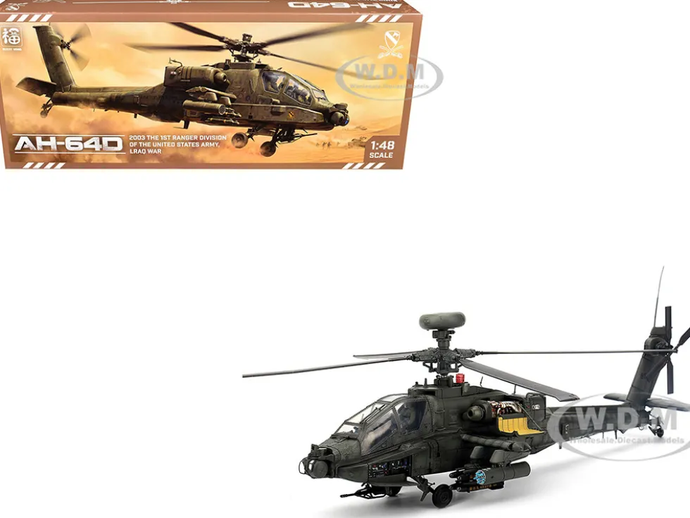 Hughes AH-64D Apache Longbow Helicopter "Charlie Company, 1st Battalion, 227th Aviation Regiment, 1st Cavalry Division, Operation Iraqi Freedom" (2003) United States Army 1/48 Diecast Model by Bless Wing