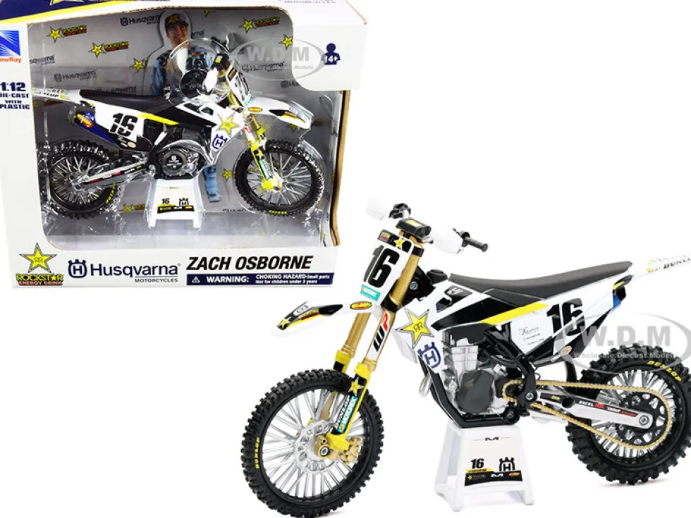 Husqvarna FC450 #16 Zach Osborne Rockstar Energy Drink 1/12 Diecast Motorcycle Model New Ray 58243