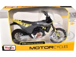 2023 Husqvarna 701 Supermoto Motorcycle Matt Black and Gray with Yellow and White Accents 1/12 Diecast Motorcycle Model by Maisto