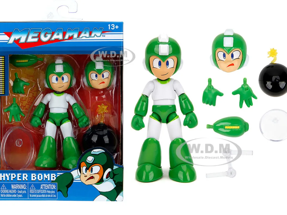 Hyper Bomb 4.5" Moveable Figure with Accessories and Alternate Head and Hands "Mega Man" (1987) Video Game Model by Jada