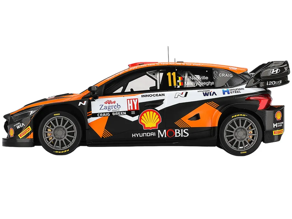 Hyundai i20 N Rally1 Hybrid #11 Thierry Neuville - Martijn Wydaeghe "Hyundai Shell Mobis WRT" Winner "Rally Croatia Power Stage" (2023) 1/18 Model Car by Top Speed