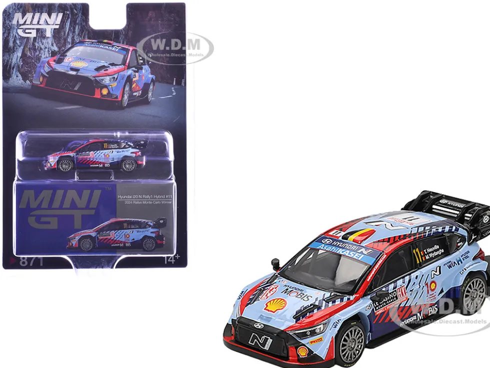 Hyundai i20 N Rally1 Hybrid #11 Thierry Neuville - Martijn Wydaeghe Winner "Rallye Monte-Carlo" (2024) Limited Edition 1/64 Diecast Model Car by Mini GT