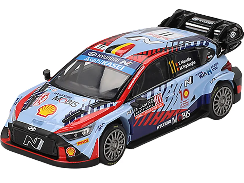 Hyundai i20 N Rally1 Hybrid #11 Thierry Neuville - Martijn Wydaeghe Winner "Rallye Monte-Carlo" (2024) Limited Edition 1/64 Diecast Model Car by Mini GT