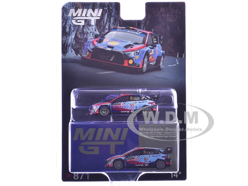 Hyundai i20 N Rally1 Hybrid #11 Thierry Neuville - Martijn Wydaeghe Winner "Rallye Monte-Carlo" (2024) Limited Edition 1/64 Diecast Model Car by Mini GT