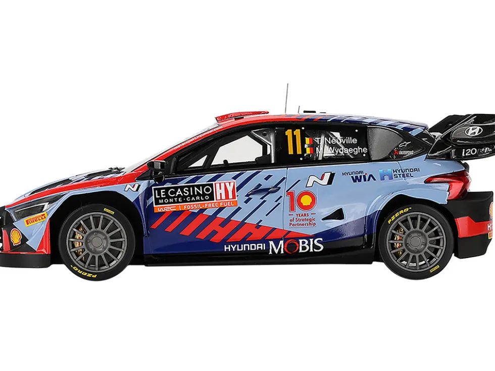 Hyundai i20 N Rally1 Hybrid #11 Thierry Neuville - Martijn Wydaeghe "Hyundai Shell Mobis WRT" Winner WRC "Monte Carlo Rally" (2024) 1/18 Model Car by Top Speed