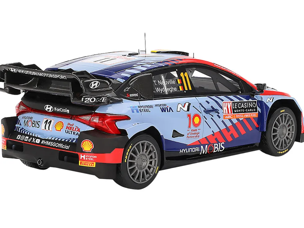 Hyundai i20 N Rally1 Hybrid #11 Thierry Neuville - Martijn Wydaeghe "Hyundai Shell Mobis WRT" Winner WRC "Monte Carlo Rally" (2024) 1/18 Model Car by Top Speed