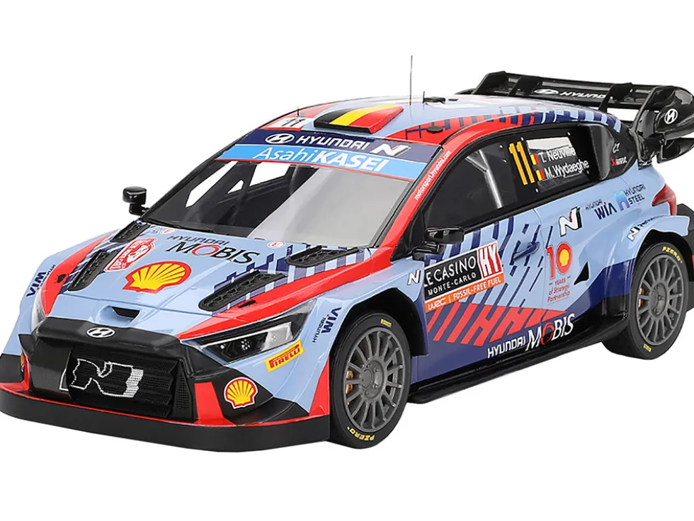 Hyundai i20 N Rally1 Hybrid #11 Thierry Neuville - Martijn Wydaeghe "Hyundai Shell Mobis WRT" Winner WRC "Monte Carlo Rally" (2024) 1/18 Model Car by Top Speed