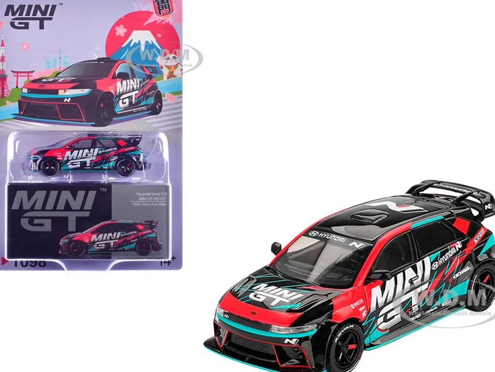 Hyundai Ioniq 5N RS-01T "Mini GT" Black with Graphics "2025 Tokyo Auto Salon" Limited Edition 1/64 Diecast Model Car by Mini GT