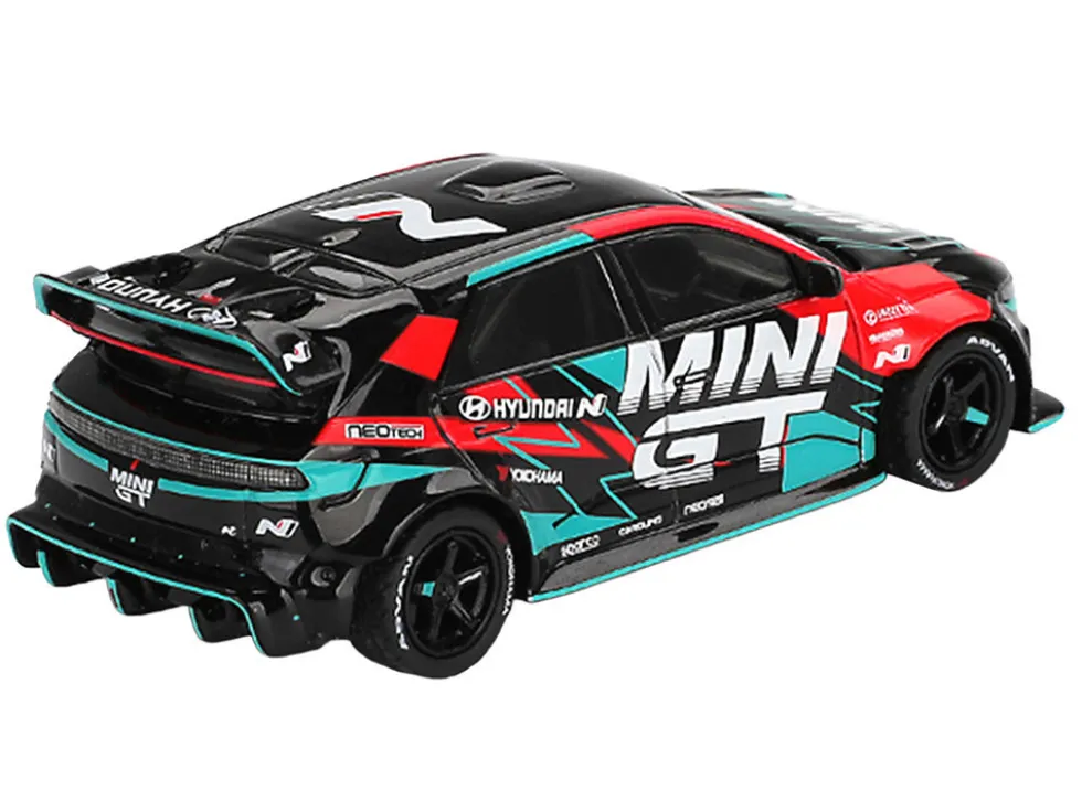 Hyundai Ioniq 5N RS-01T "Mini GT" Black with Graphics "2025 Tokyo Auto Salon" Limited Edition 1/64 Diecast Model Car by Mini GT